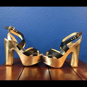 Black And Gold Platform Heels